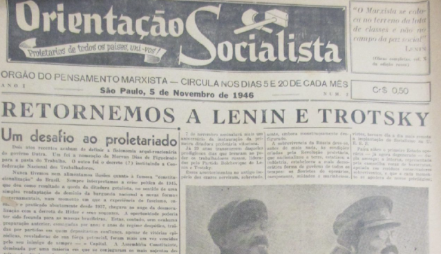 Edição número 2 do jornal Orientação Socialista, do PSR,  de novembro de 1946